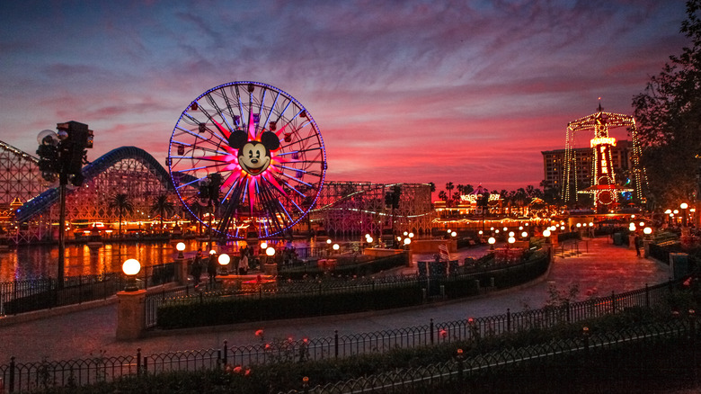 Disney's California Adventure at dusk.