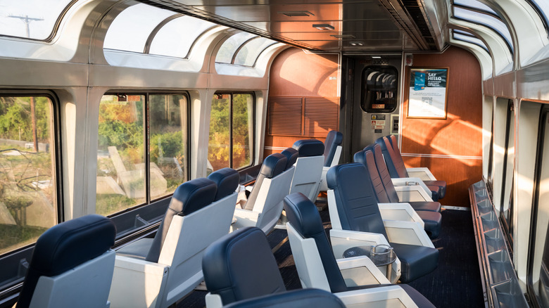 The observation car onboard an Amtrak train.