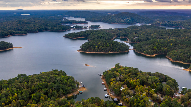 an aerial view of Lake Allatoona in Red Top Mountain State Park Georgia
