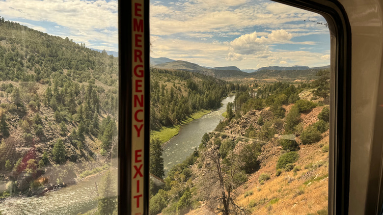 a view from the Amtrak California Zephyr train over Glenwood Canyon