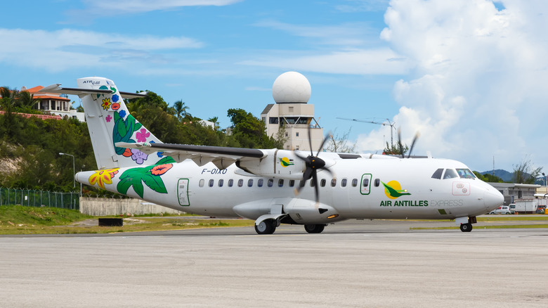 Air Antilles Express ATR 42-600 airplane at Sint Maarten airport.