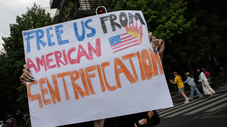 a protest sign in Mexico City