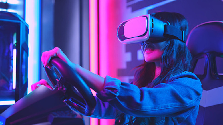Woman enjoying VR game