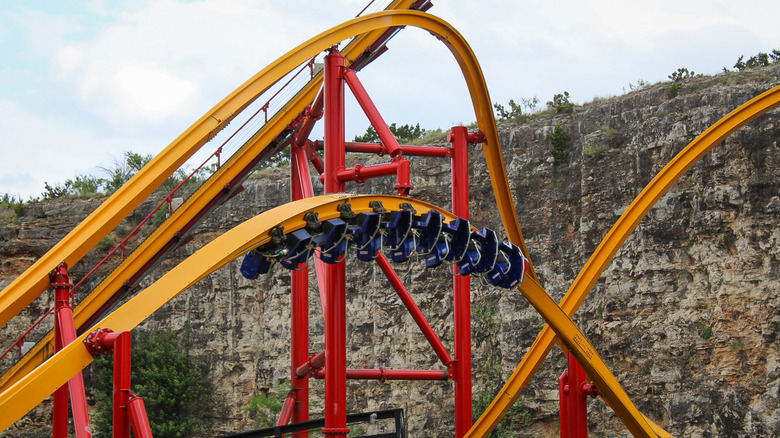 Wonder Woman Golden Lasso roller coaster at Six Flags Fiesta Texas in San Antonio