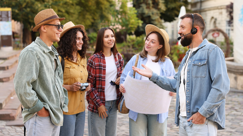 a group tour with a tour guide