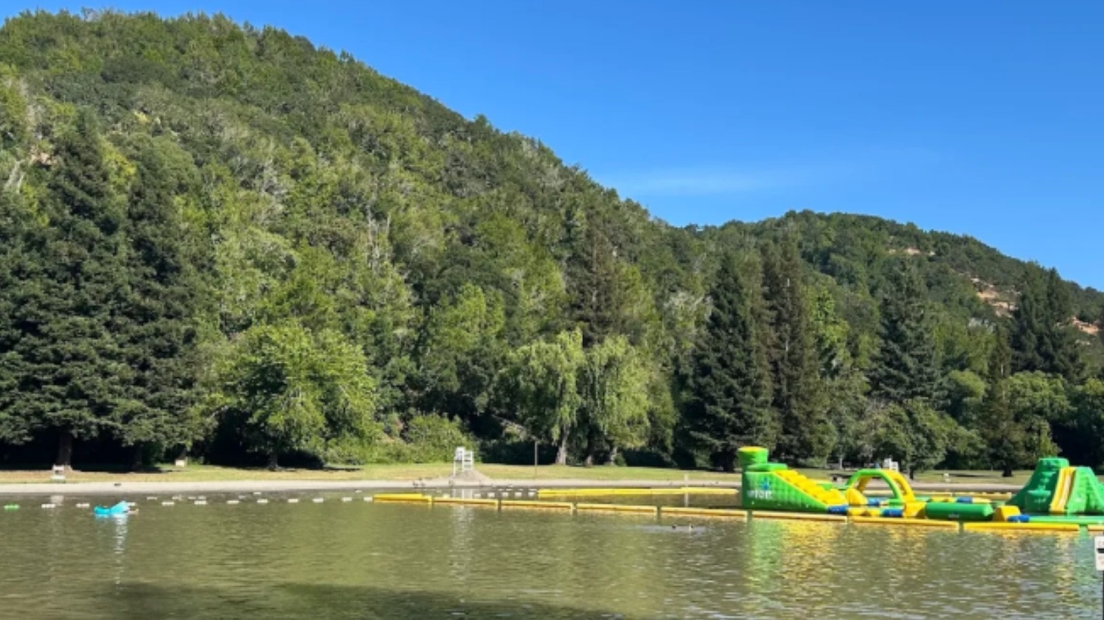 Northern California's Lake Has A Floating Water Park For Outdoor Family Fun And Recreation

