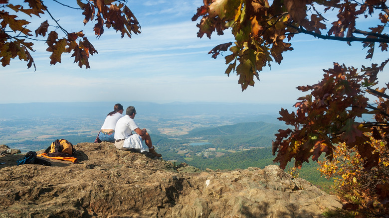 couple admiring view from overlook in Shenandoah National Park