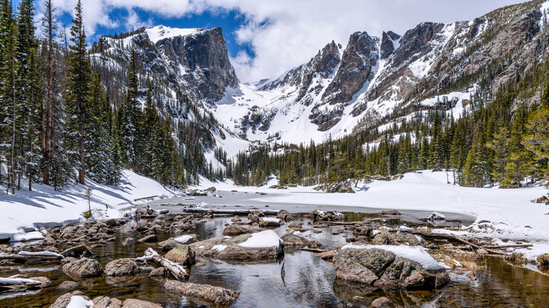 Flattop Mountain behind Dream Lake in Colorado